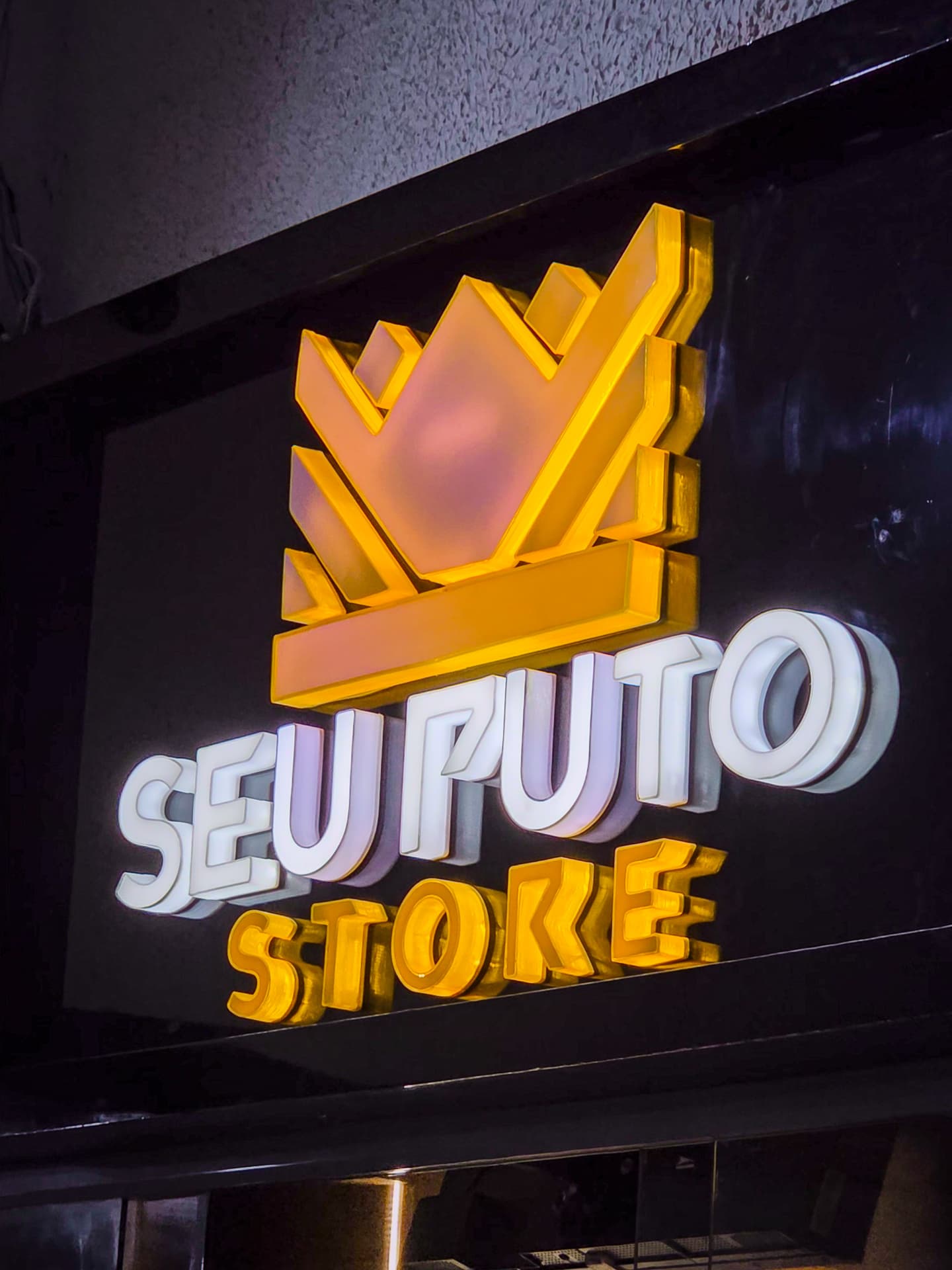 Letreiro luminoso 3D da Seu Puto Store