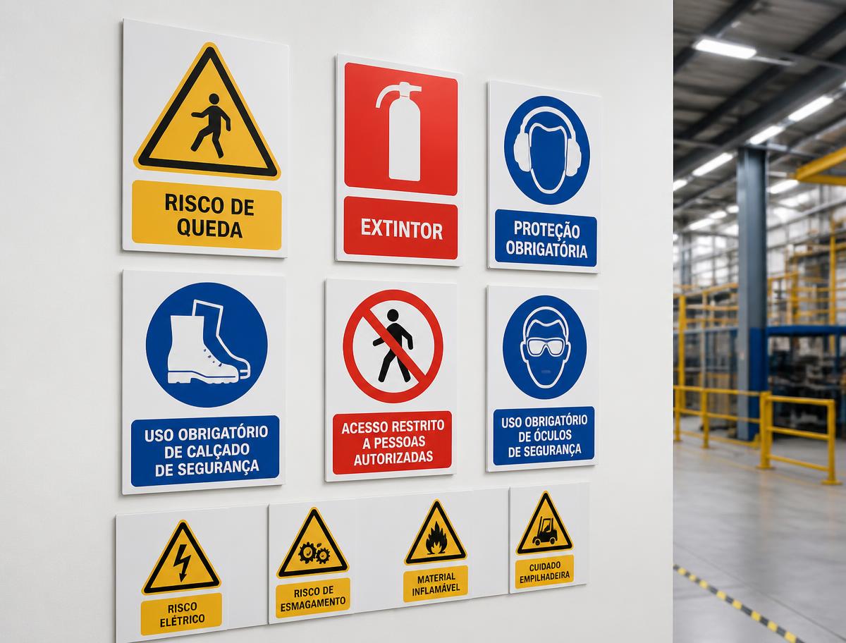 Placas de segurança industrial em ACM e PVC